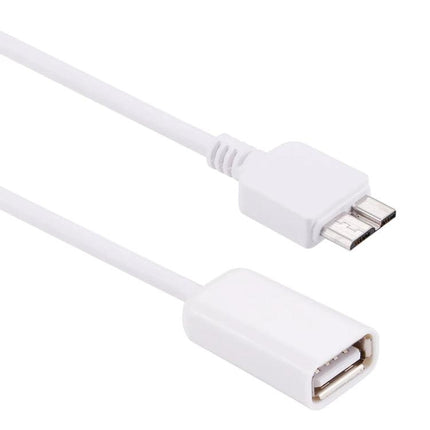 Compact USB Adapter for Everyday Phone Data Transfers — white OTG micro USB to USB-A female cable for phone-to-flash-drive photo and video transfer