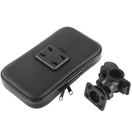 Bicycle Handlebar Phone Case Waterproof Zipper Touch Bag - black hard-shell handlebar mount with waterproof zipper and touch screen lens