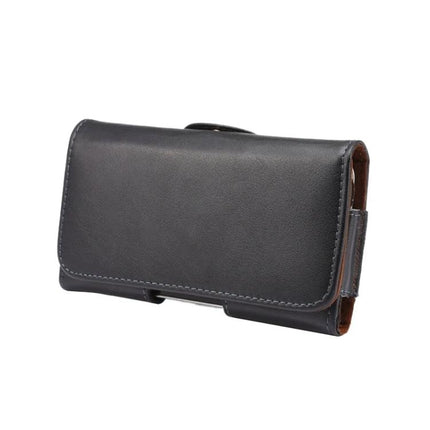 Genuine Leather Smartphone Waist Bag For Daily Walks black leather belt pouch with universal fit and protective flap