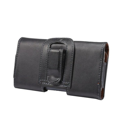 Genuine Leather Smartphone Waist Bag For Daily Walks black leather belt pouch with clip for hands-free phone carrying