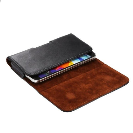 Genuine Leather Smartphone Waist Bag For Daily Walks black leather belt pouch with suede interior holding a smartphone