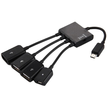 Versatile Adapter for Everyday Smartphone Device Connections - compact USB-to-microUSB hub with mode switch for charging and data transfer