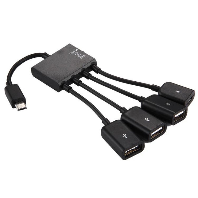 Versatile Adapter for Everyday Smartphone Device Connections - compact USB OTG hub with switch for charging and file transfer