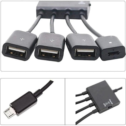 Versatile Adapter for Everyday Smartphone Device Connections with multiple USB ports, switchable mode for data transfer and charging