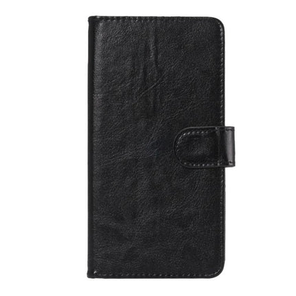 Crazy Horse Texture Phone Case With Rotating Stand black wallet-style cover with rotating stand and card slots