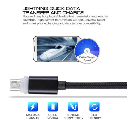 Compact USB Cable for Everyday Mobile Charging and Data Transfer - lightweight braided USB 2.0 cable for fast charging and data sync