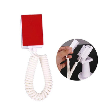 Anti-Theft Mobile Phone Display Holder for Retail Stores white coiled cable tether with adhesive pad and stand