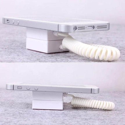 Anti-Theft Mobile Phone Display Holder for Retail Stores - white ABS elastic cable tether for demo smartphones
