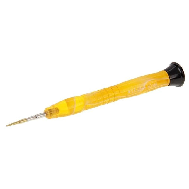 0.8 mm Pentalobe Screwdriver for Phone and Tablet Repair — gold‑plated steel tip with yellow handle for precise electronics repair