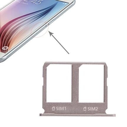 Replacement SIM Tray for Samsung Galaxy S6 Daily Use - metal dual SIM replacement tray shown with phone eject slot