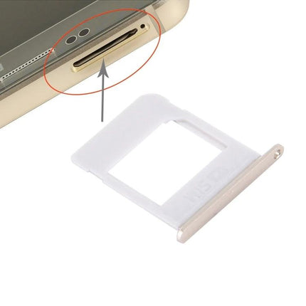 Samsung Galaxy Note 5 SIM Card Tray for Daily Phone Use - replacement SIM tray shown next to phone slot, white tray with metal edge