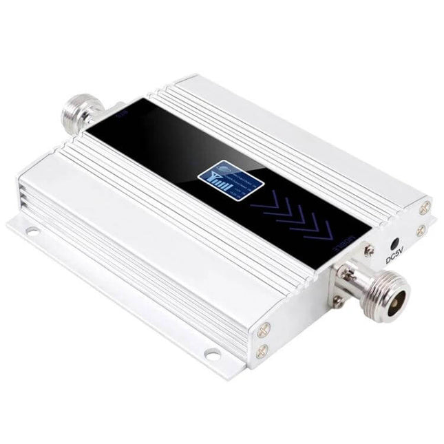 3G Signal Amplifier with 10-Meter Extension Cable for Mobile Use - compact silver 58dB gain mobile booster with connectors and mounting flange