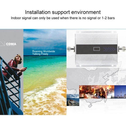 3G Signal Amplifier with 10-Meter Extension Cable for Mobile Use showing device, installation environment and outdoor antenna placement