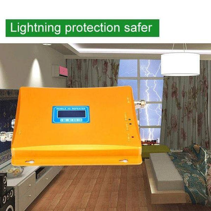 GSM 980MHz Signal Booster for Enhanced Mobile Coverage in a living room showing lightning protection and improved indoor mobile signal