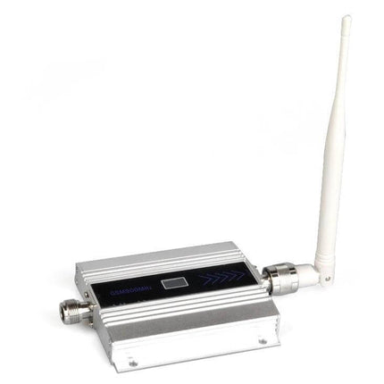 GSM Signal Booster for 900MHz Networks with Yagi Antenna - silver amplifier unit with detachable white Yagi antenna