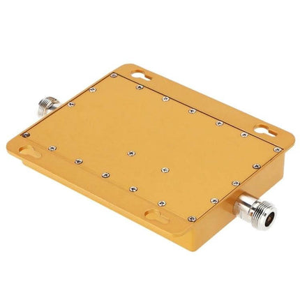 Mobile Phone Signal Booster for Home and Office Use gold WCDMA 2100MHz micro-repeater box with N-type connectors for indoor/outdoor antenna setup
