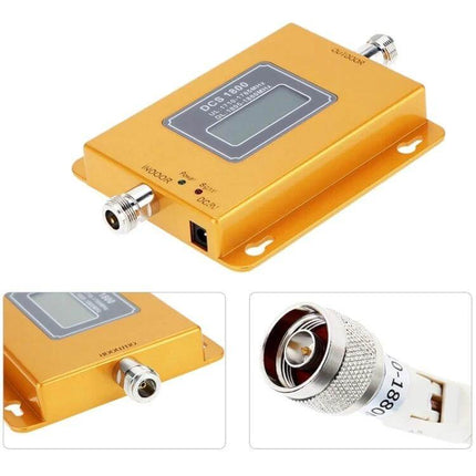 Mobile Phone Signal Booster for Home and Office Use compact DCS 1800MHz gold amplifier kit with connectors