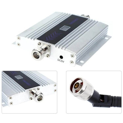 Compact GSM 900MHz Signal Repeater for Indoor Mobile Use - silver indoor GSM repeater with LCD indicator and N-type connector