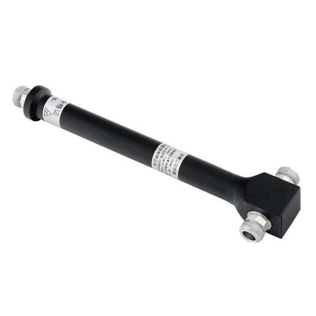 Two-Way Cavity RF Power Splitter for Indoor Communication Systems - black two-port RF splitter with N-type connectors for indoor signal distribution