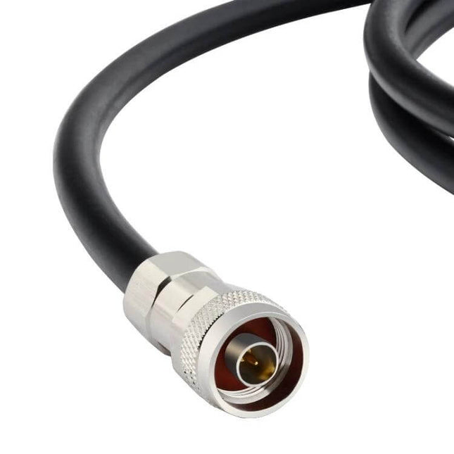 N Male to N Male Cable for Wireless Connections, 15 Meters Long – black coax cable with N male connector for outdoor Wi‑Fi and antenna setups
