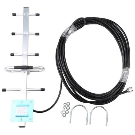 Directional Yagi Antenna for GSM Wireless Signals with 15-Meter Cable - metal Yagi, long 15-meter coax, mounting hardware for improved cellular reception