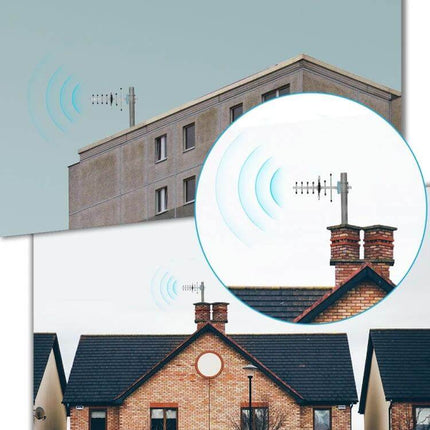 Directional Yagi Antenna for GSM Wireless Signals with 15-Meter Cable mounted on rooftop improving weak cellular reception
