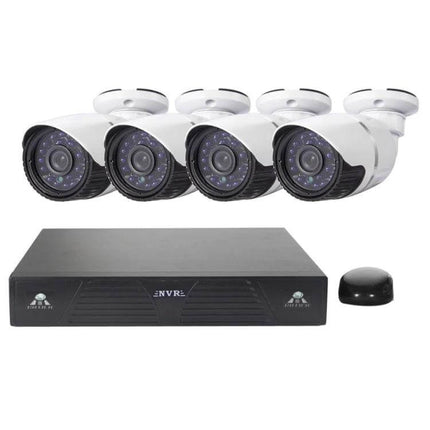 Versatile 4-Channel NVR Kit for HD Security Cameras with Night Vision - four bullet cameras, NVR recorder and remote access ready