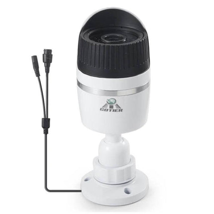 Versatile 4-Channel NVR Kit for HD Security Cameras with Night Vision — white bullet-style HD security camera on mount with connectors