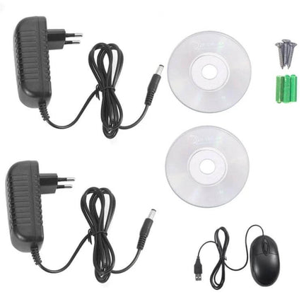 Versatile 4-Channel NVR Kit for HD Security Cameras with Night Vision power adapters, USB mouse, installation CDs and mounting hardware accessories
