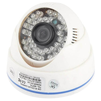 Color Infrared Security Camera for Nighttime Monitoring - white dome camera with IR LEDs, CMOS sensor, 20m night vision for home and outdoor surveillance