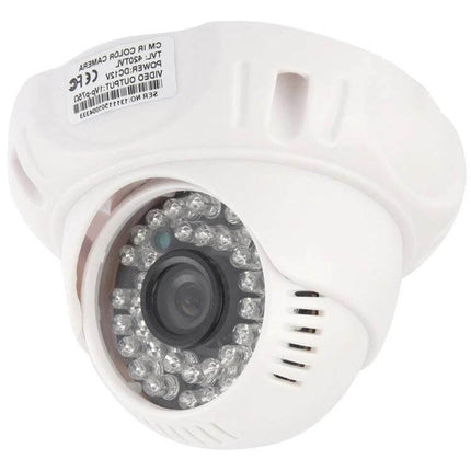 Infrared Security Camera for Home and Outdoor Monitoring white dome camera with IR LEDs for low-light driveway and backyard surveillance
