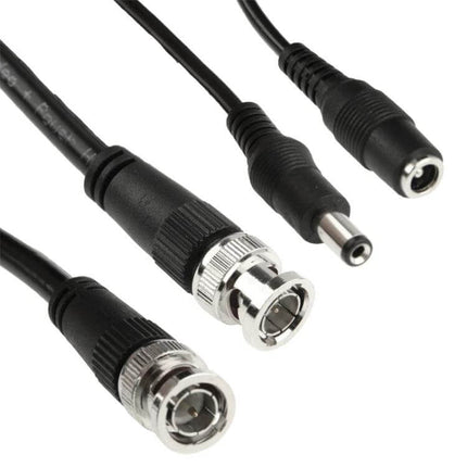 20-Meter BNC Cable for CCTV Camera Video and Power Connections - black BNC and DC power connectors for surveillance installations