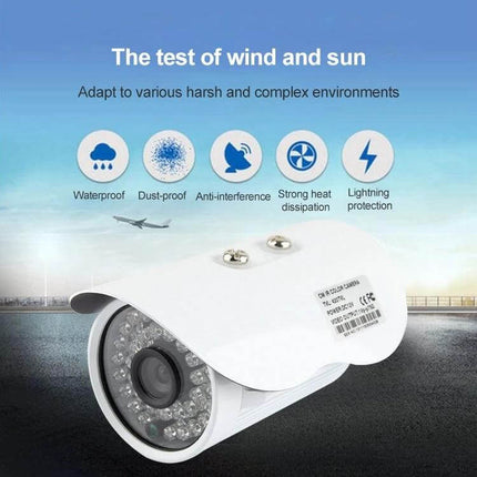 Compact Color Infrared Security Camera for Home Monitoring mounted outdoors showing waterproof dust-proof and night-vision features