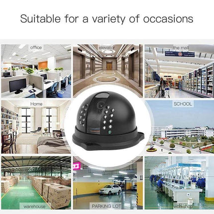 Sony Indoor Security Dome Camera with Night Vision shown monitoring office, home, parking lot, warehouse and retail environments