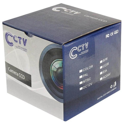 Sony Indoor Security Dome Camera with Night Vision - indoor dome camera box showing CCTV Camera CCD packaging with lens graphic and product features