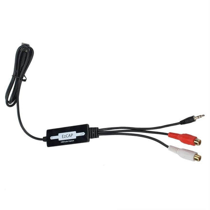 Ezcap216 USB Device for Simple Audio Recording and Playback - compact USB audio capture cable with 3.5mm jack and RCA inputs for podcasting and voice memos