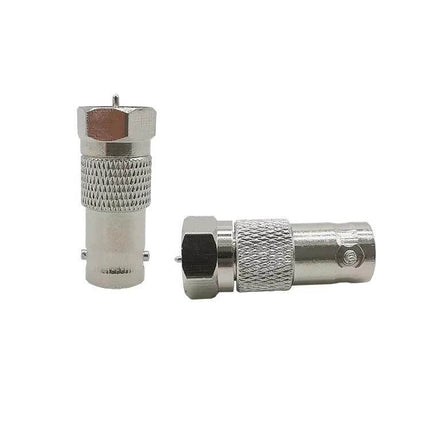BNC Jack to F Plug Adapter for Antennas and Radios - metal coaxial connector for antennas, radios and broadcast equipment, pair shown