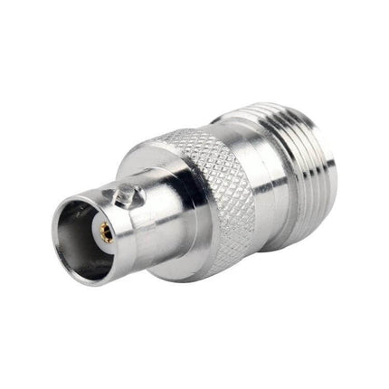 BNC to N Jack Connector for Antennas and Radio Systems metal adapter showing BNC plug to N jack