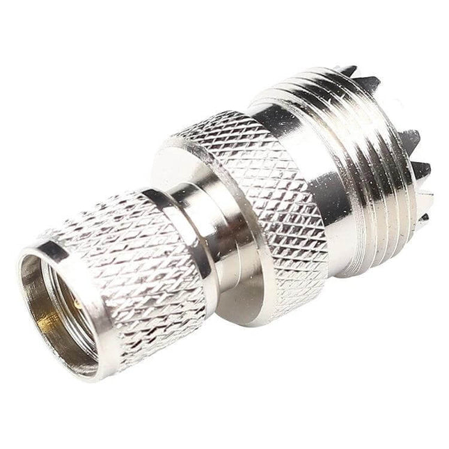 UHF Female to Mini UHF Male Connector for Short Distance Cabling compact metal adapter for amateur radio and DIY antenna projects
