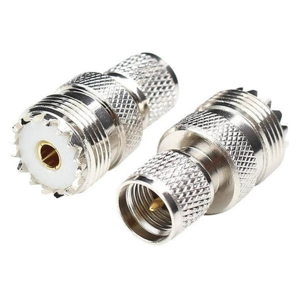 UHF Female to Mini UHF Male Connector for Short Distance Cabling compact metal adapter for amateur radio and DIY antenna projects