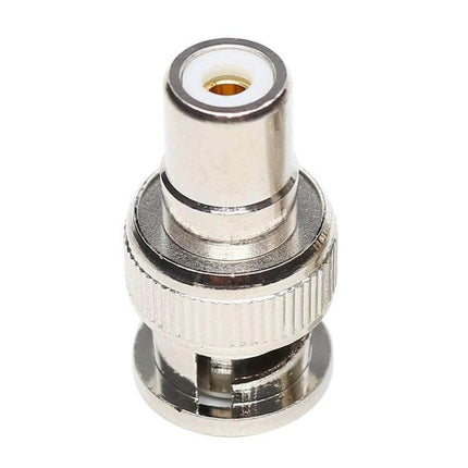 BNC to RCA Adapter for Antenna and Radio Connections - silver BNC male to RCA female connector for short-range AV and broadcast use