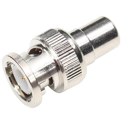 BNC to RCA Adapter for Antenna and Radio Connections - silver BNC male to RCA female connector for antenna and radio signal bridging