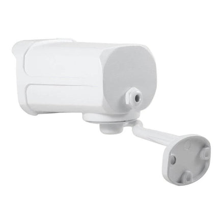 Home Security IP Camera Kit with 4 Channels and Night Vision white bullet camera for outdoor mounting, 1MP night-vision surveillance up to 20m, mobile app remote view