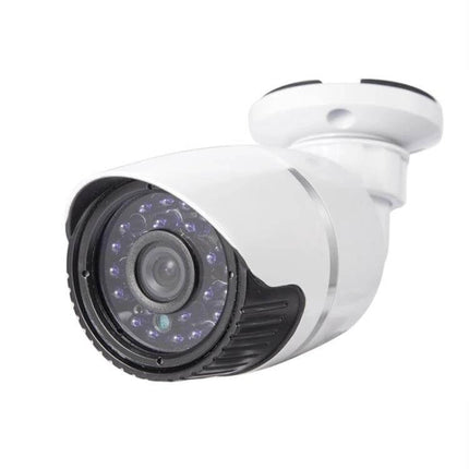 IP Camera Kit for Home Security with Night Vision and Motion Detection - white bullet camera with IR LEDs for outdoor monitoring