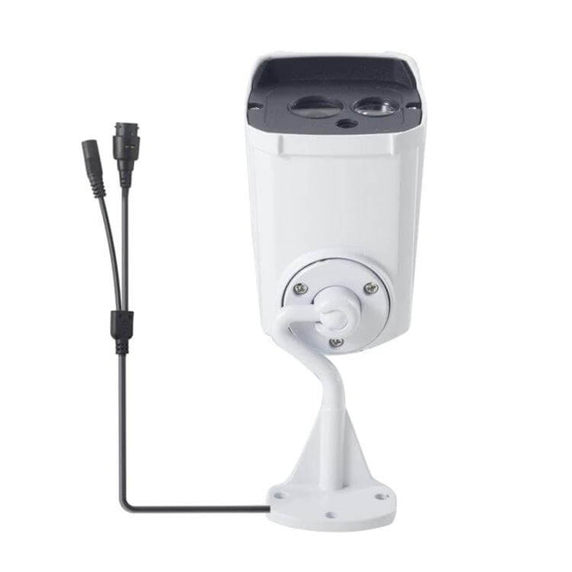 IP Security Camera Kit with Night Vision for Home Monitoring – white 1.3MP bullet camera on adjustable mount with power and network cables