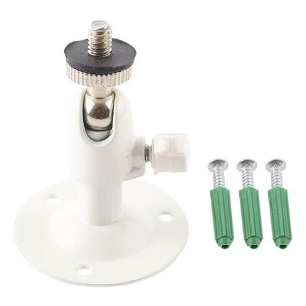 Sturdy Metal Mounting Bracket for Wall or Ceiling Security Camera Installation - white adjustable camera mount with screws and anchors