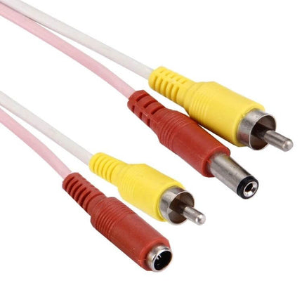15-Meter CCTV Camera Power and Video Extension Cable for Security Systems showing yellow video (RCA) and red power connectors on 15m combined cable