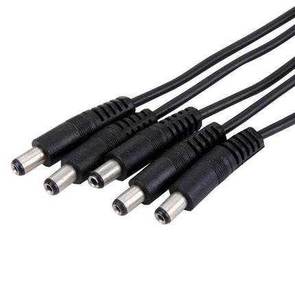 Black DC Power Cable with 1 Female to 5 Male Plugs for Surveillance black 1-to-5 DC splitter cable for CCTV camera power