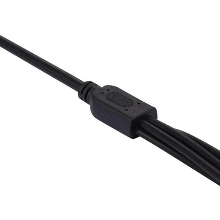 Black DC Power Cable with 1 Female to 5 Male Plugs for Surveillance - black plastic 1-to-5 CCTV power splitter cable for multiple cameras