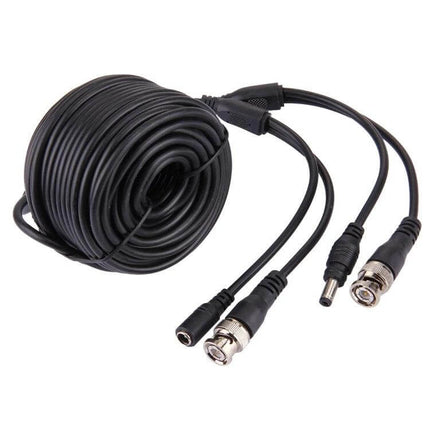 15-Meter BNC Connector CCTV Video Cable for Easy Camera Installation - coiled cable with BNC and power connectors for CCTV setups